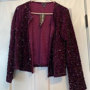 Nwt Nina Leonard purple and black sequin cardigan